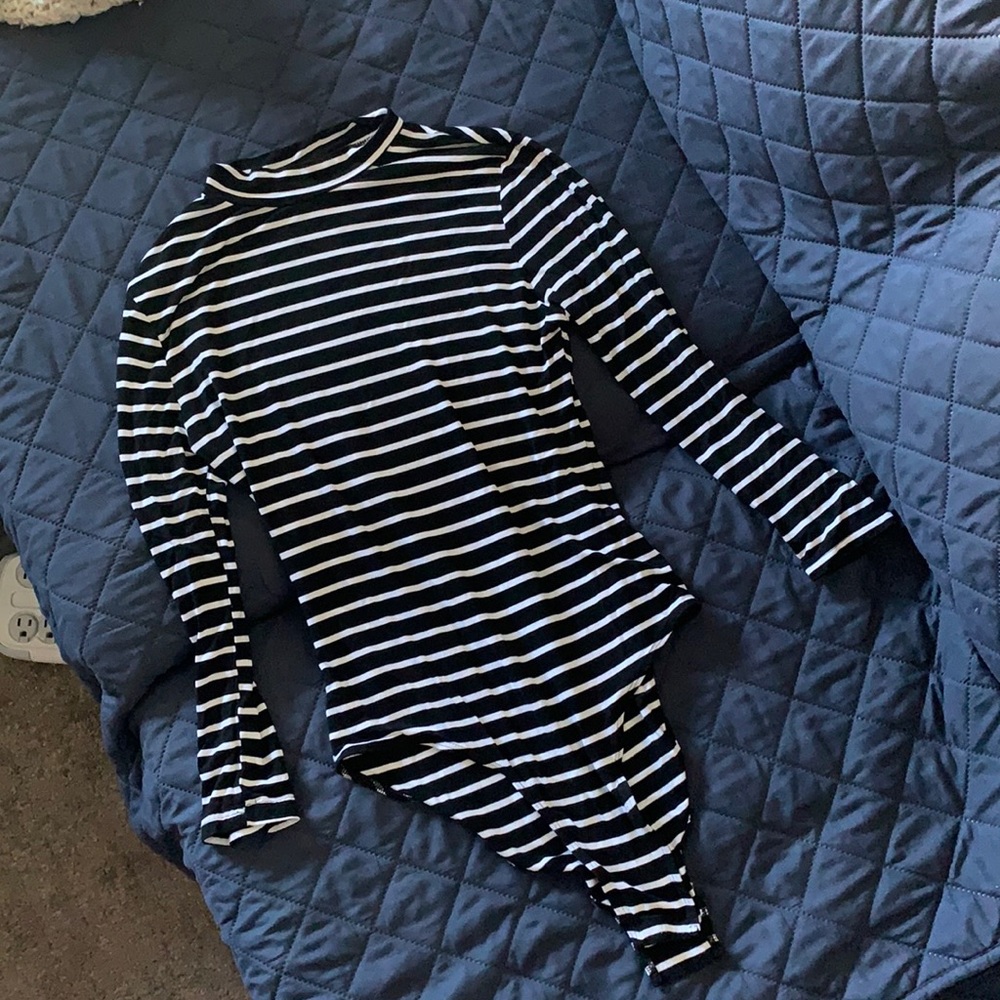 Black and White Striped Bodysuit